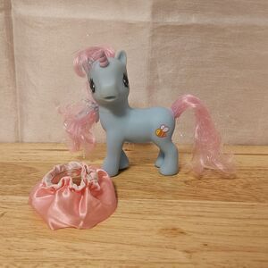 VTG Rare 1981 MLP Gi-Go Wonder Pony Unicorn Blue w/ Pink & Tinsel Hair w/skirt
